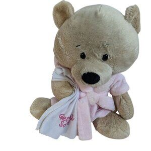 Ganz Soft Plush Teddy Bear With Pink Robe & "Get Well Soon" Blanket